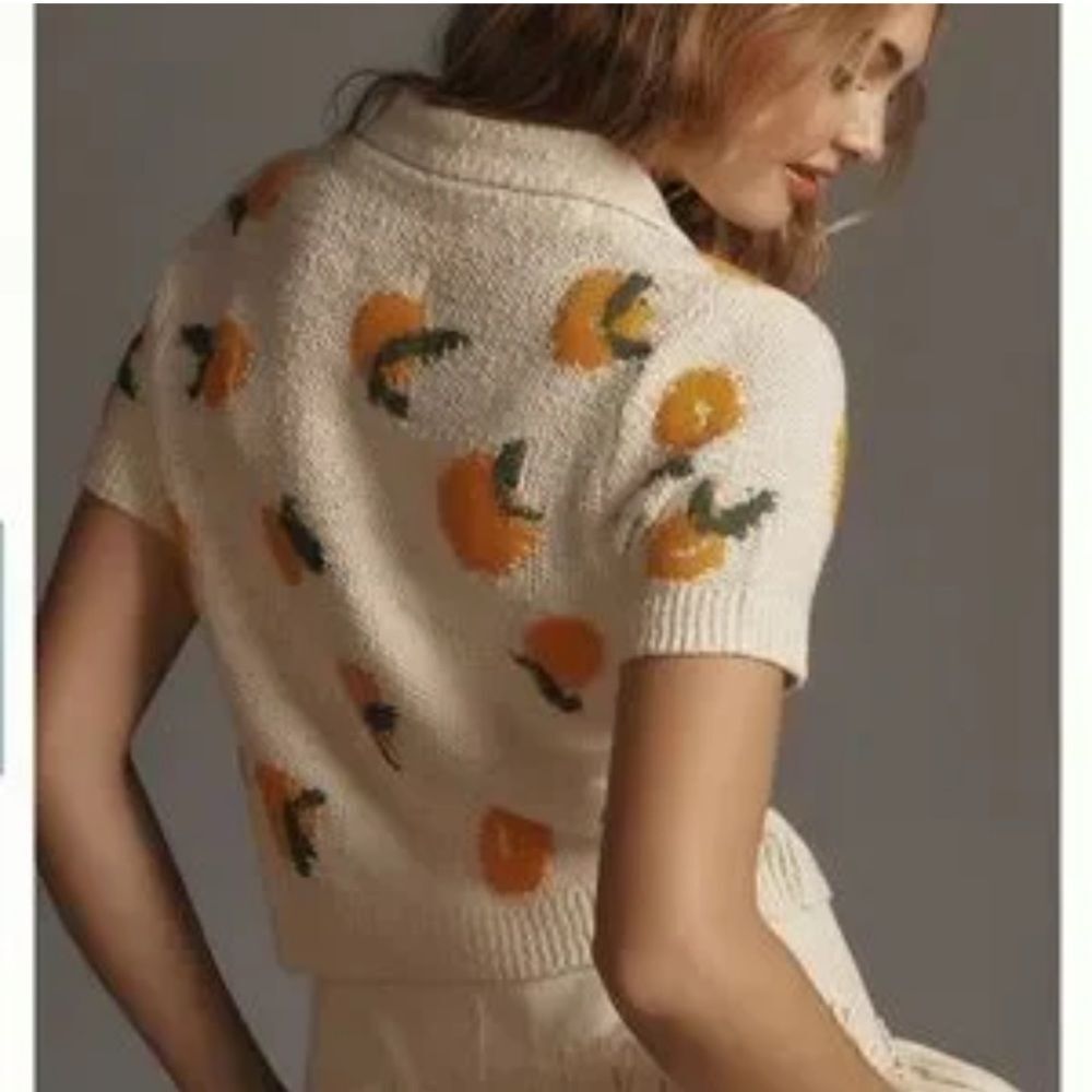 Anthropologie Dylan Mierzwinski Short-Sleeve Collared Cardigan Sweater
